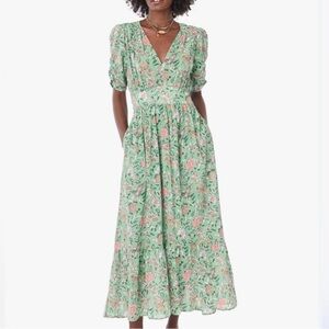 Xirena Camelia Dress‎ in floral midi Green Jade